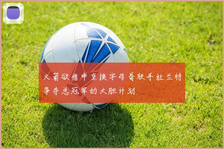 火箭欲借申京换字母哥联手杜兰特争夺总冠军的大胆计划